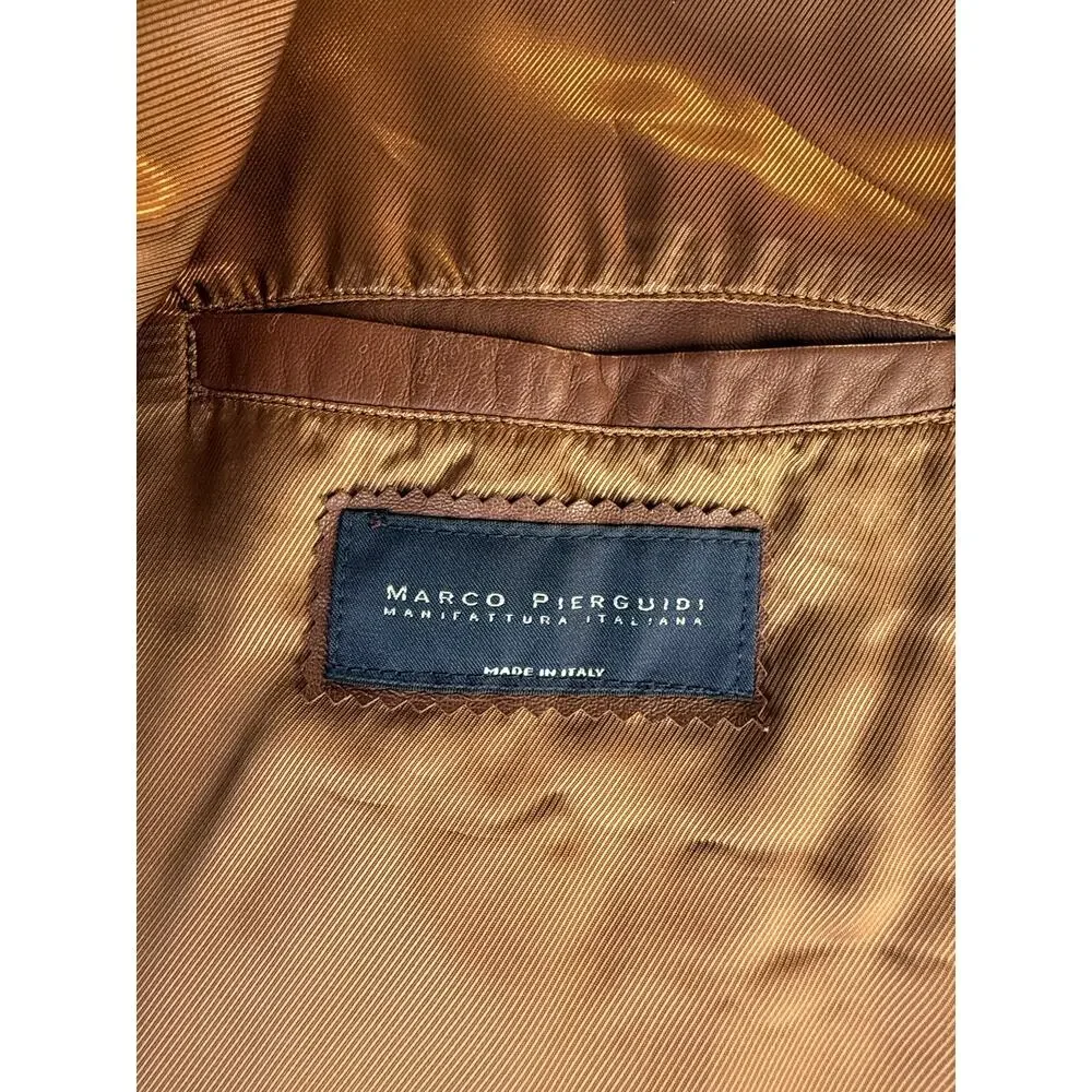 VTG Marco Pierguidi Italian Leather Jacket Mens Med Brown Car Chore Coat Italy⁠